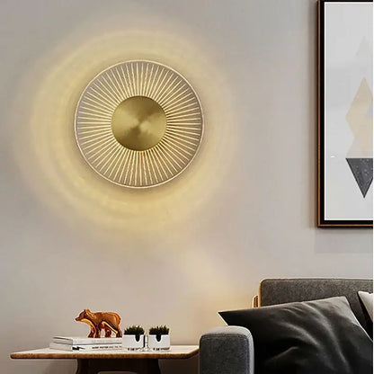 Modern gold led round wall lamp bedroom sconce lighting