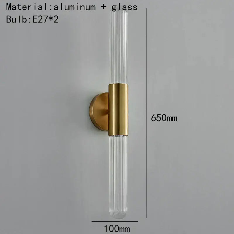Modern gold led sconce with clear white glass – bedroom wall light