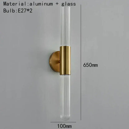 Modern gold led sconce with clear white glass – bedroom wall light