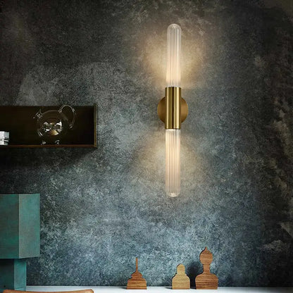 Modern gold led sconce with clear white glass – bedroom wall light