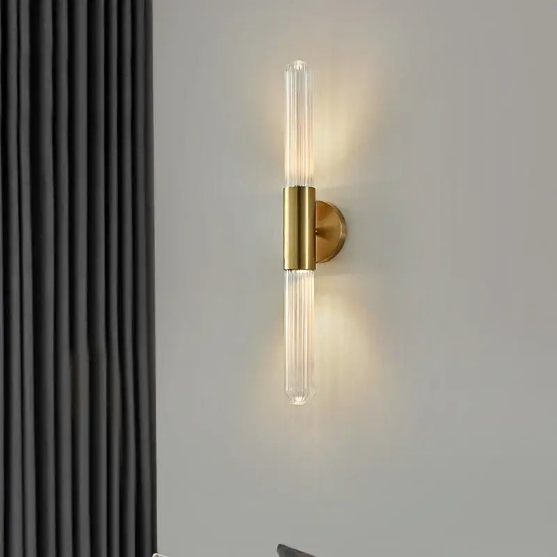 Modern gold led sconce with clear white glass – bedroom wall light