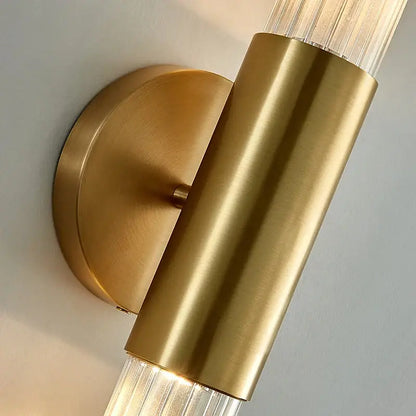 Modern gold led sconce with clear white glass – bedroom wall light
