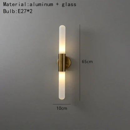 Modern gold led sconce with clear white glass – bedroom wall light
