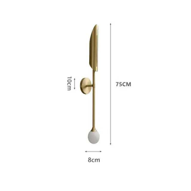 Modern gold led single head wall lamp for bedroom