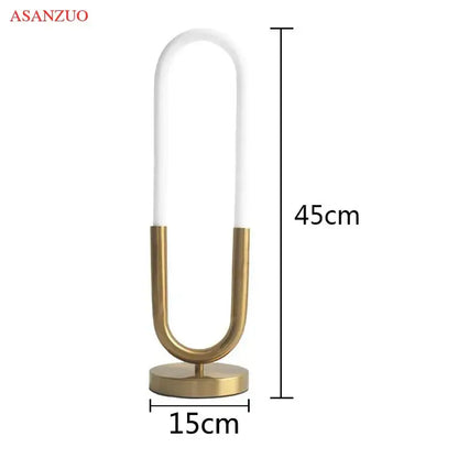 Modern gold led u shape table lamp for bedroom art decor