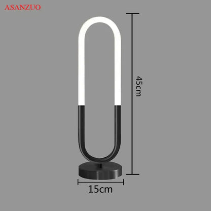 Modern gold led u shape table lamp for bedroom art decor