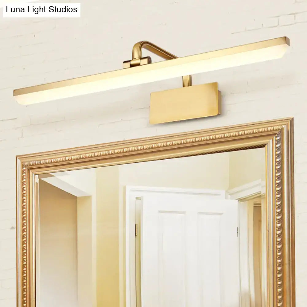 Modern gold led vanity light bathroom acrylic swivel wall fixture