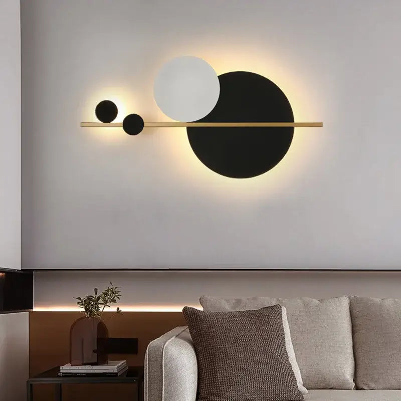 Modern gold led wall lamp black & white bedroom sconce