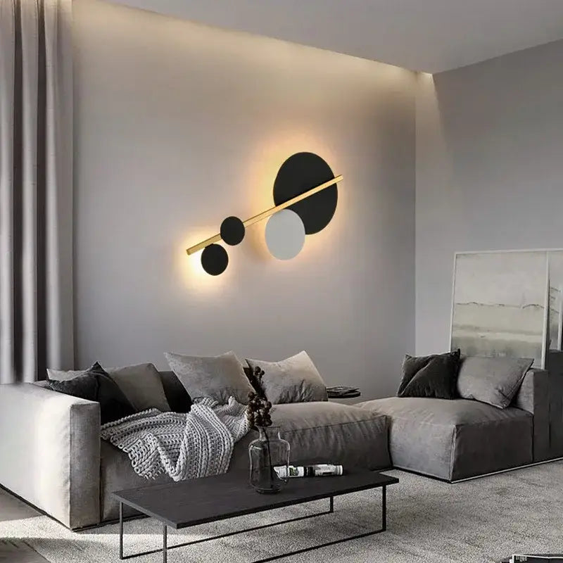 Modern gold led wall lamp black & white bedroom sconce