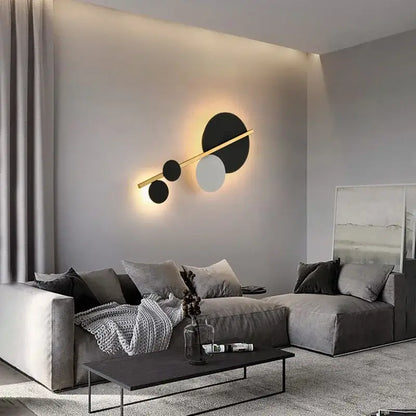 Modern gold led wall lamp black & white bedroom sconce