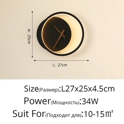 Modern gold led wall lamp clock for living room lighting