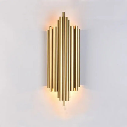 Modern gold led wall lamp for living room brass rod sconce