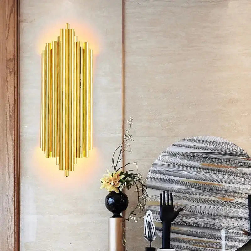 Modern gold led wall lamp for living room orchid decor