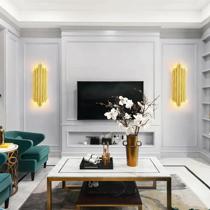 Modern gold led wall lamp for living room orchid decor