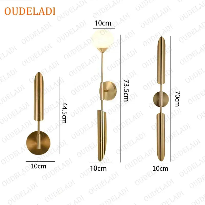 Modern gold led wall lamp for living room with spherical bulb
