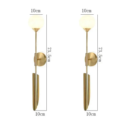 Modern gold led wall lamp for living room with spherical bulb