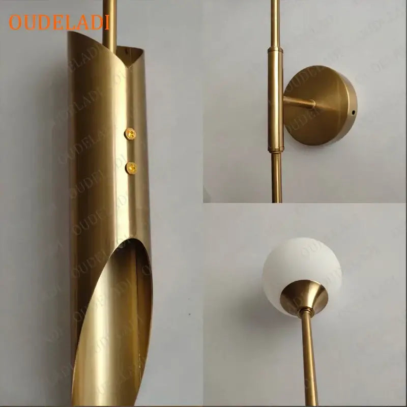 Modern gold led wall lamp for living room with spherical bulb