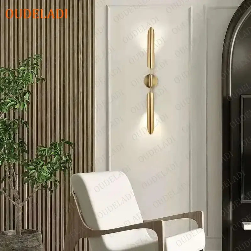 Modern gold led wall lamp for living room with spherical bulb
