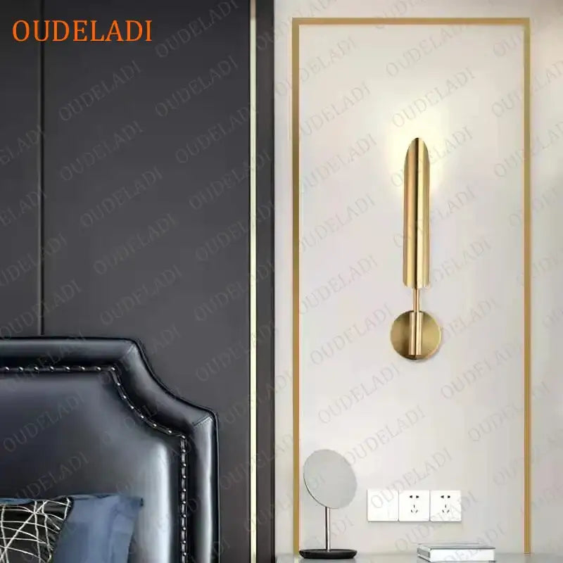 Modern gold led wall lamp for living room with spherical bulb
