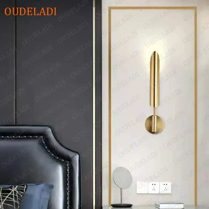 Modern gold led wall lamp for living room with spherical bulb