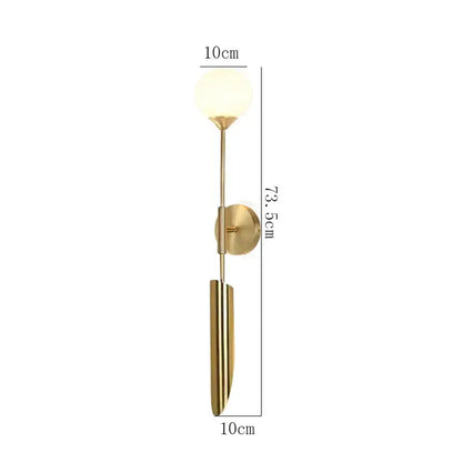 Modern gold led wall lamp for living room with spherical bulb