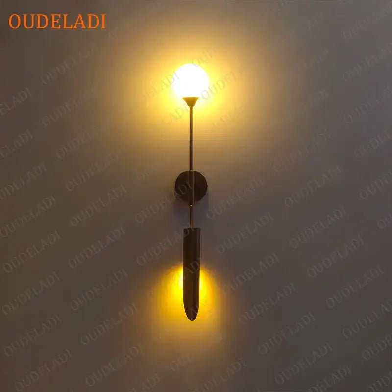 Modern gold led wall lamp for living room with spherical bulb