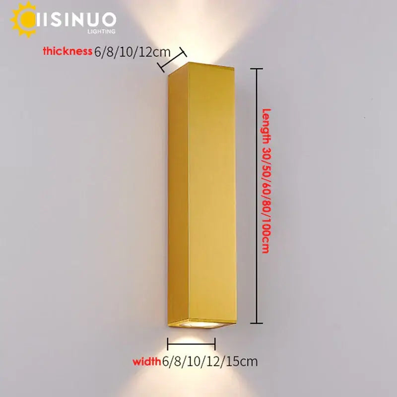Modern gold led wall lamp outdoor waterproof sconce light