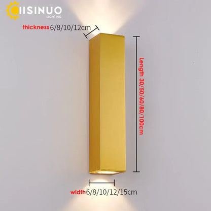 Modern gold led wall lamp outdoor waterproof sconce light