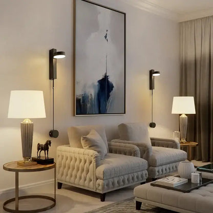 Modern gold led wall lamp with dimming switch for bedroom
