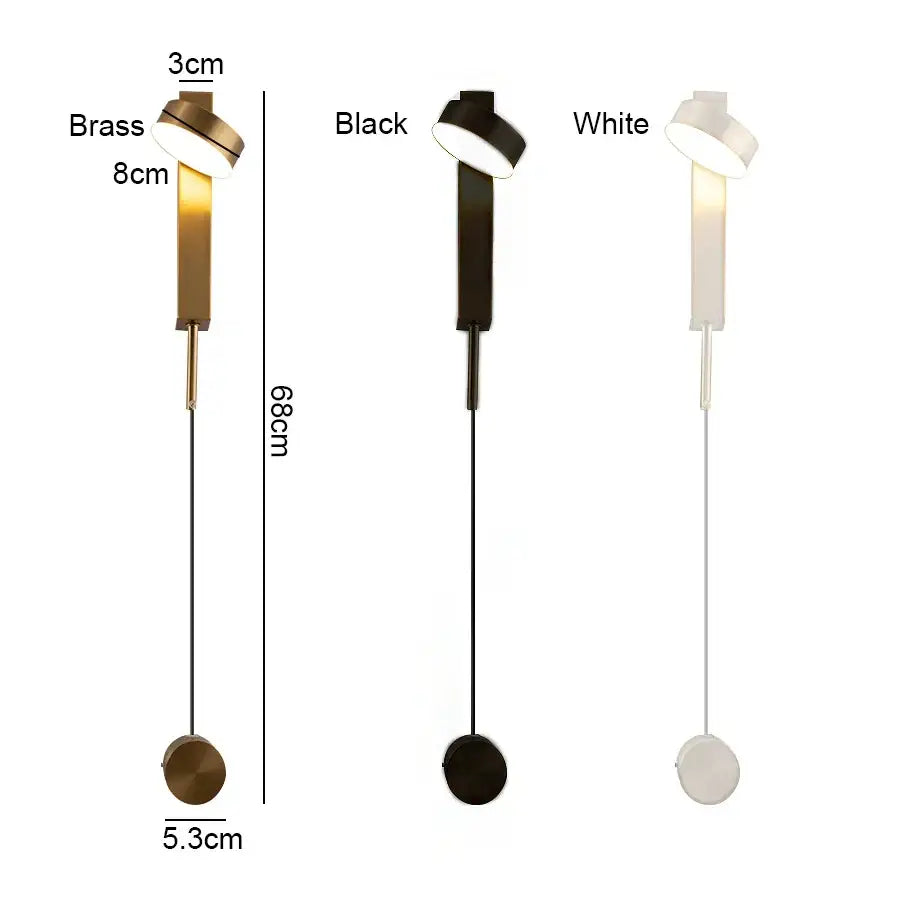 Modern gold led wall lamp with dimming switch for bedroom