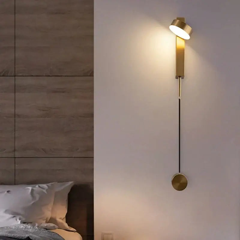 Modern gold led wall lamp with dimming switch for bedroom