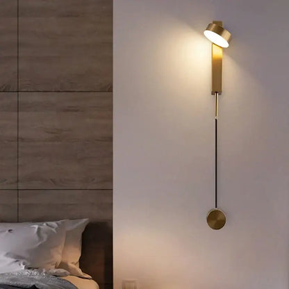 Modern gold led wall lamp with dimming switch for bedroom