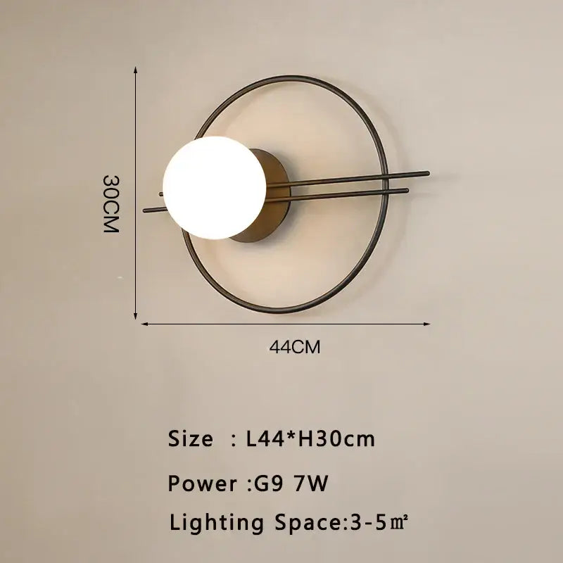 Modern gold led wall lamp with frosted glass for living room