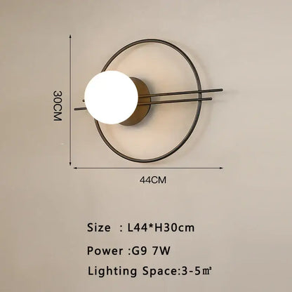 Modern gold led wall lamp with frosted glass for living room