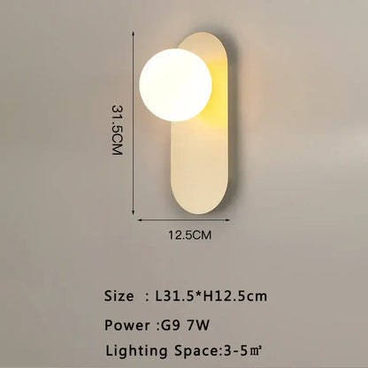 Modern gold led wall lamp with frosted glass for living room