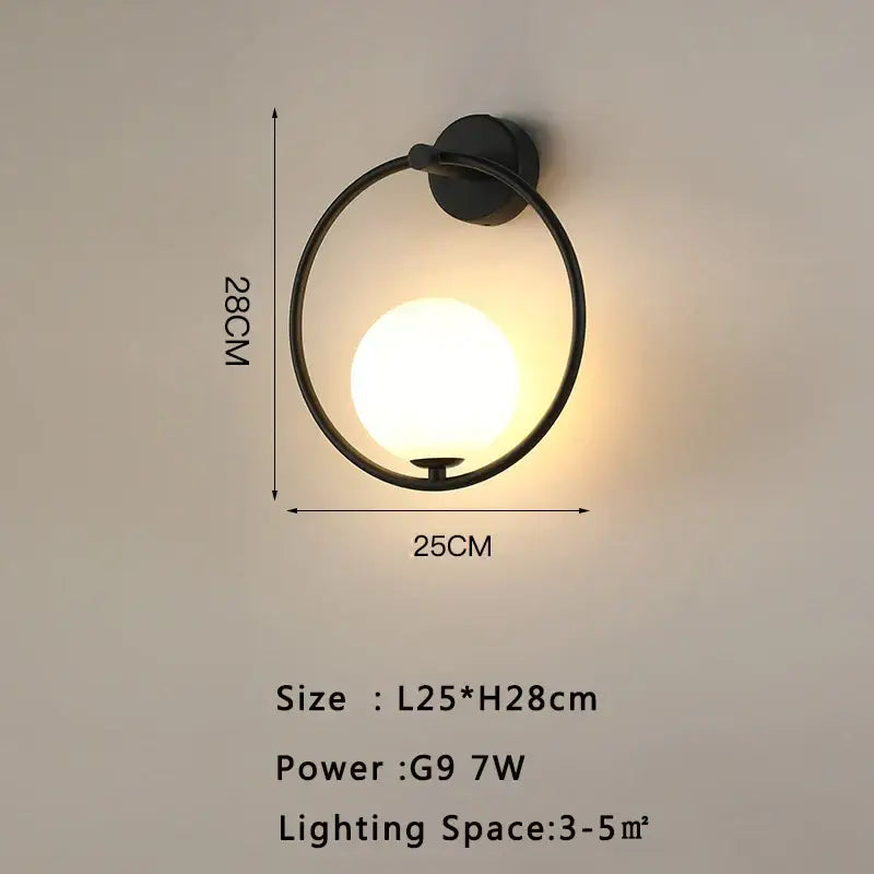 Modern gold led wall lamp with frosted glass for living room