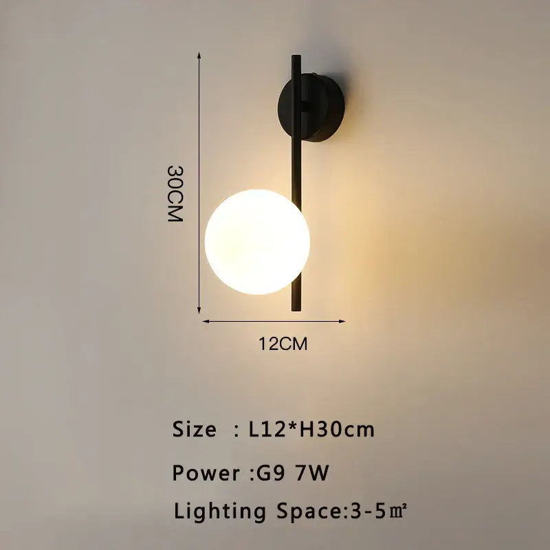Modern gold led wall lamp with frosted glass for living room