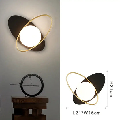Modern gold led wall lamp with frosted glass for living room