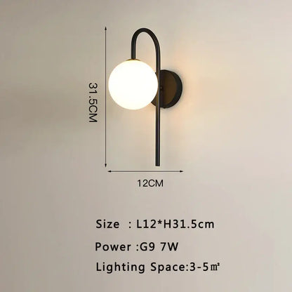 Modern gold led wall lamp with frosted glass for living room