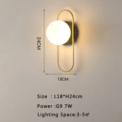 Modern gold led wall lamp with frosted glass for living room