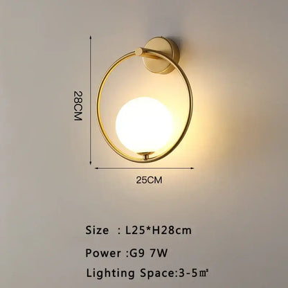 Modern gold led wall lamp with frosted glass for living room
