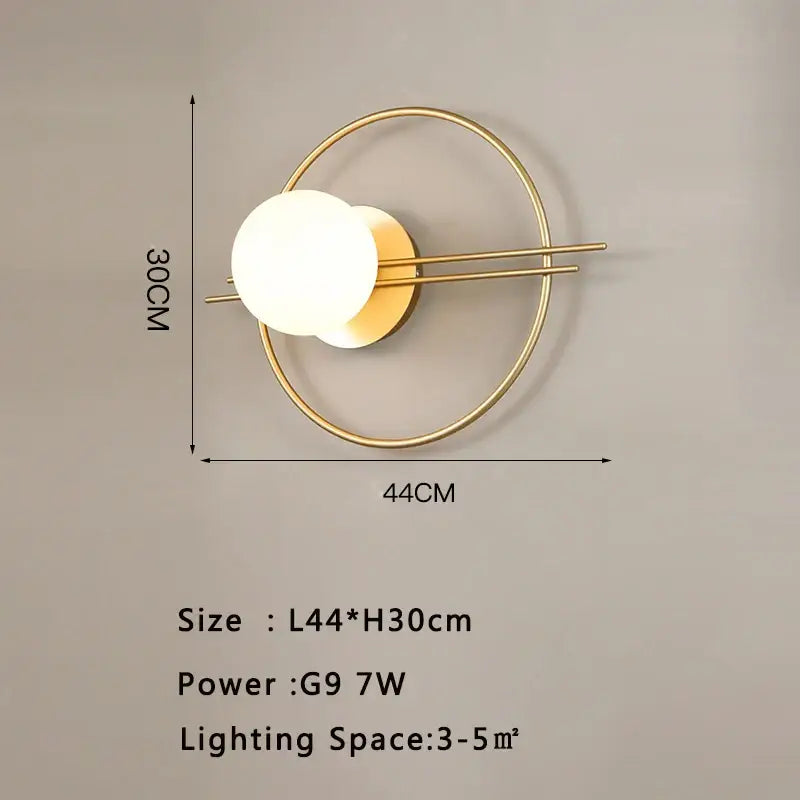 Modern gold led wall lamp with frosted glass for living room