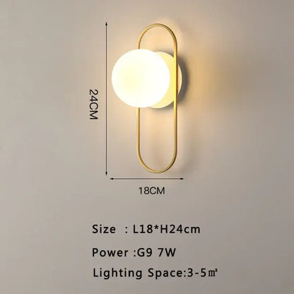 Modern gold led wall lamp with frosted glass for living room