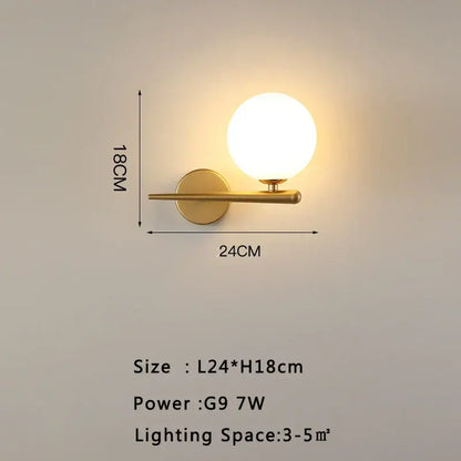 Modern gold led wall lamp with frosted glass for living room