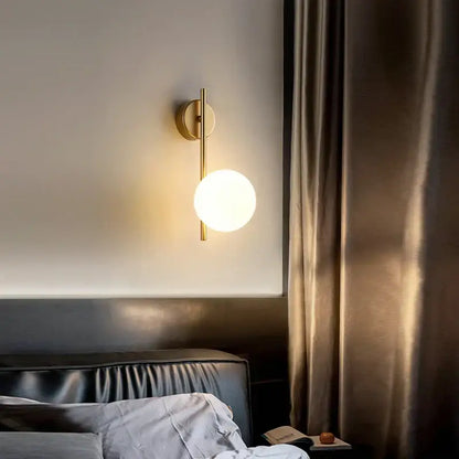 Modern gold led wall lamp with frosted glass for living room