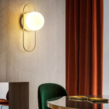 Modern gold led wall lamp with frosted glass for living room