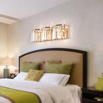 DecorBites™ Modern Gold LED Wall Light with Clear Crystal Block - Linear Sconce