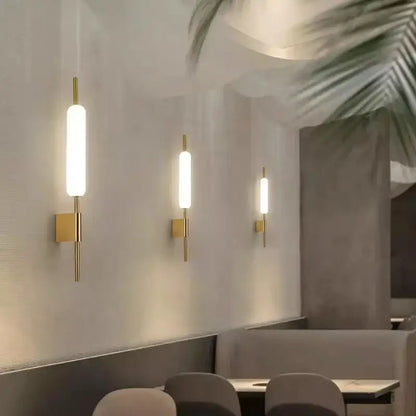 Modern gold led wall light with frosted glass for bedroom