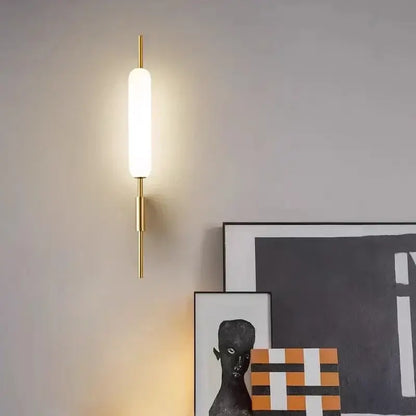 Modern gold led wall light with frosted glass for bedroom