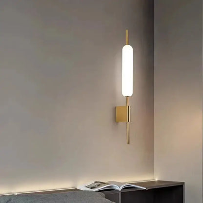 Modern gold led wall light with frosted glass for bedroom